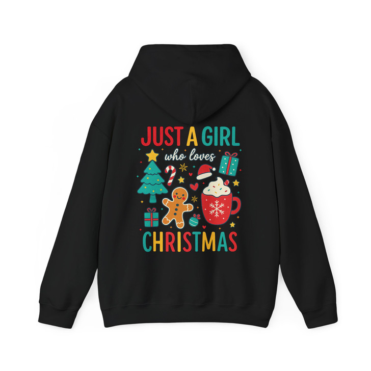 Just A Girl Who Loves Christmas Cute Gingerbread and Cocoa Holiday Crewneck Hoodie S-5XL