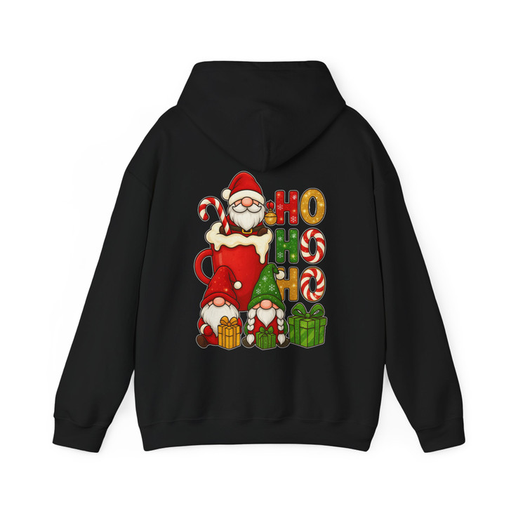 Santa Cocoa and Gnomes Ho Ho Ho Holiday Mug Crewneck Festive Hoodie S-5XL