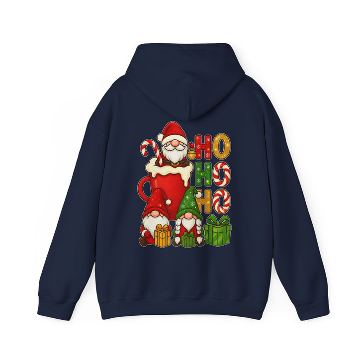 Santa Cocoa and Gnomes Ho Ho Ho Holiday Mug Crewneck Festive Hoodie S-5XL