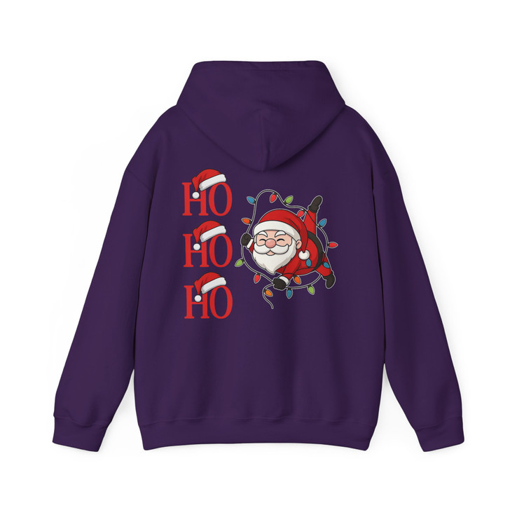 Ho Ho Ho Santa Christmas Lights Funny Festive Holiday Crewneck Hoodie S-5XL