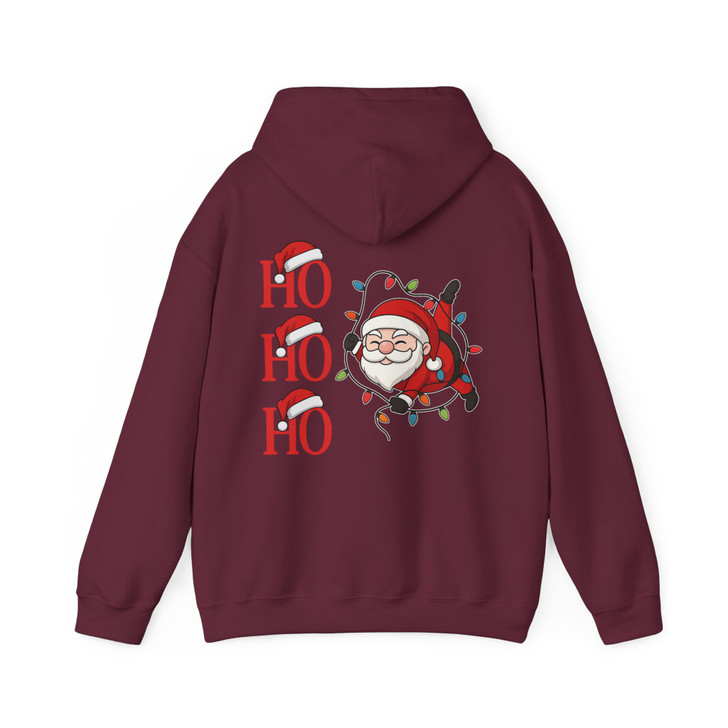 Ho Ho Ho Santa Christmas Lights Funny Festive Holiday Crewneck Hoodie S-5XL