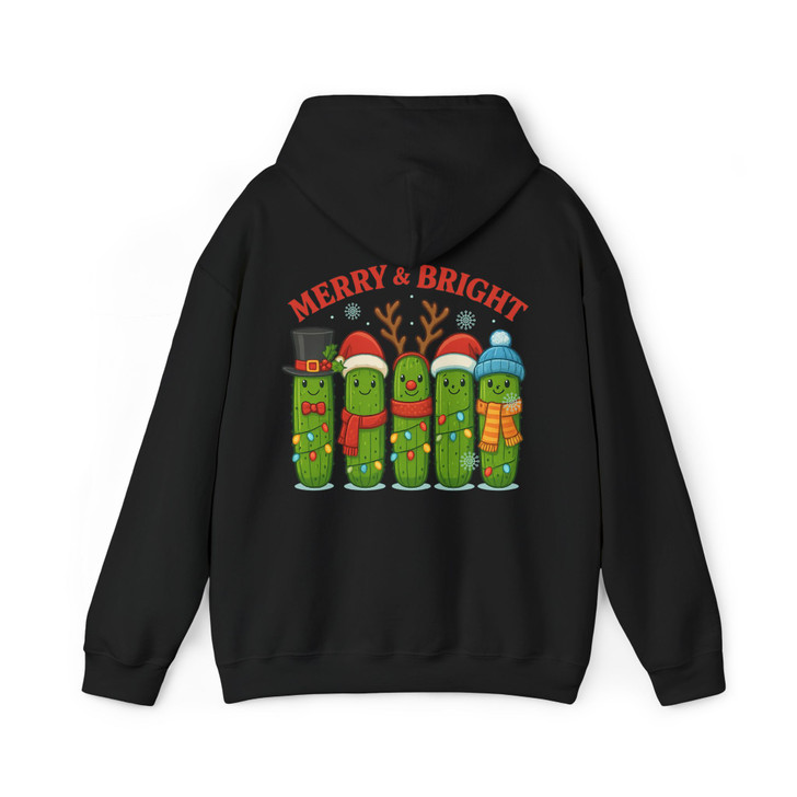 Merry and Bright Christmas Pickle Festive Holiday Crewneck Hoodie S-5XL