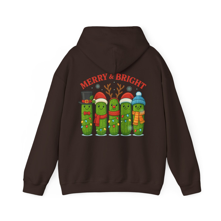 Merry and Bright Christmas Pickle Festive Holiday Crewneck Hoodie S-5XL