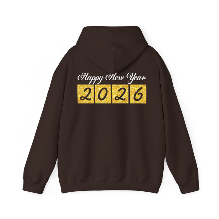 Happy New Year 2026 Gold Glitter Party Festive NYE Hoodie S-5XL