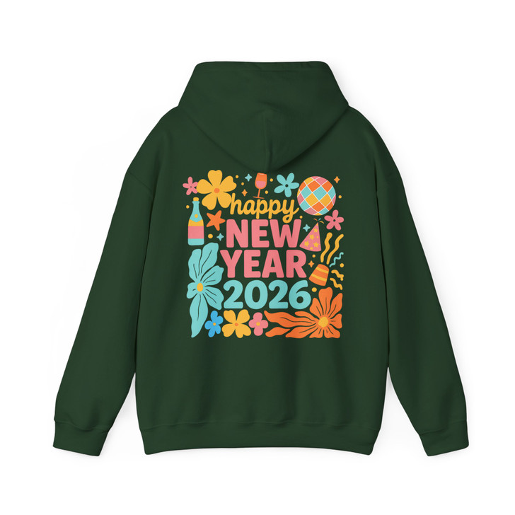 Happy New Year 2026 Retro Festive Holiday Outfit Hoodie S-5XL