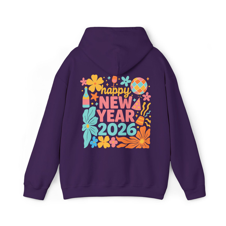 Happy New Year 2026 Retro Festive Holiday Outfit Hoodie S-5XL