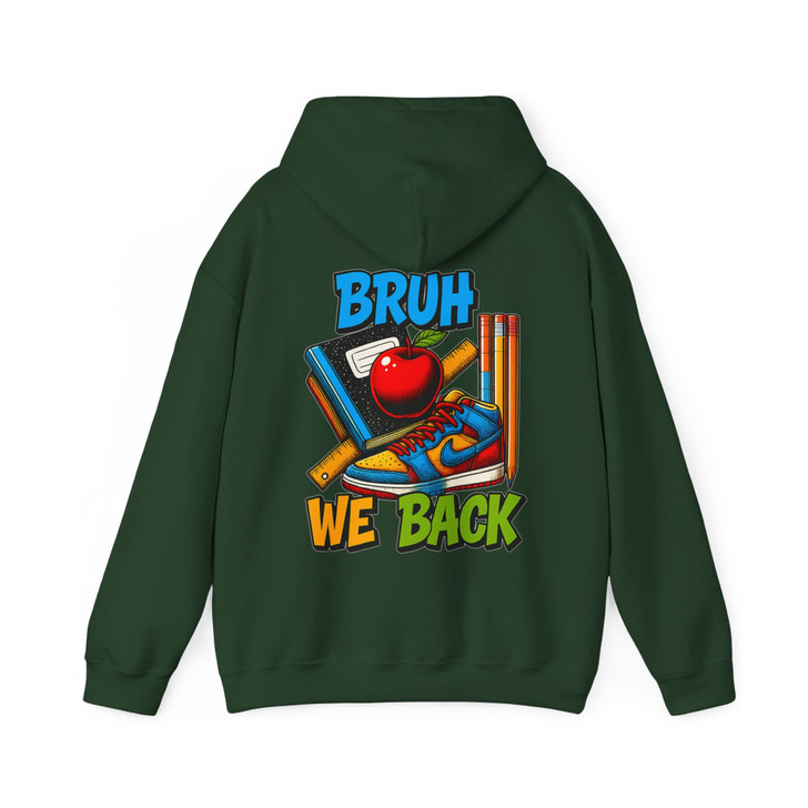 Bruh We Back Teacher Colorful Hoodie Adult Hoodie S-5XL