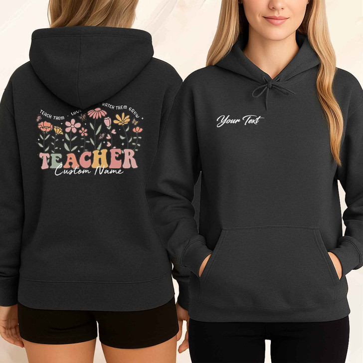 Custom Wildflower Teacher Grade Name Hoodie Adult Hoodie S-5XL