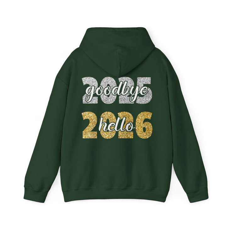 Goodbye 2025 Hello 2026 Glitter NYE Holiday Party Crewneck Hoodie S-5XL