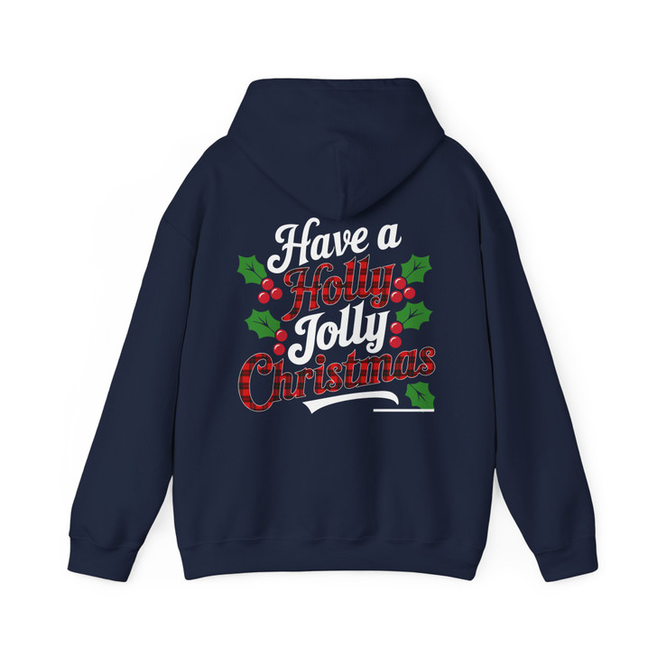 Holly Jolly Christmas Red Plaid Holiday Crewneck Festive Gift Hoodie S-5XL