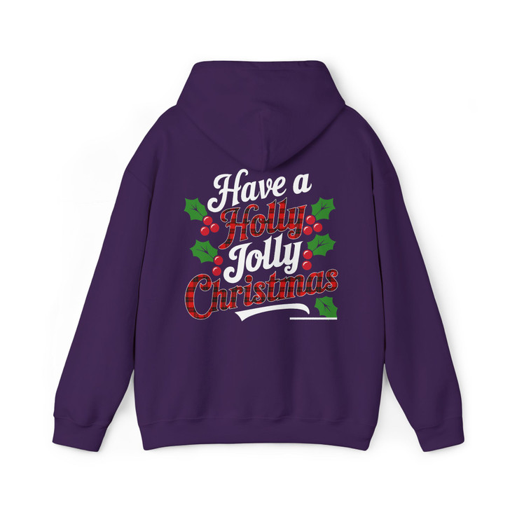 Holly Jolly Christmas Red Plaid Holiday Crewneck Festive Gift Hoodie S-5XL