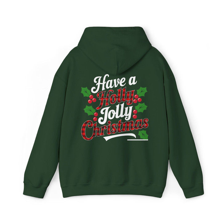 Holly Jolly Christmas Red Plaid Holiday Crewneck Festive Gift Hoodie S-5XL