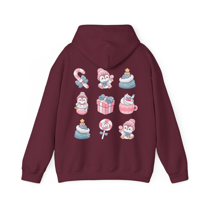 Cute Penguin Christmas Kawaii Holiday Icons Cozy Winter Gift Hoodie S-5XL