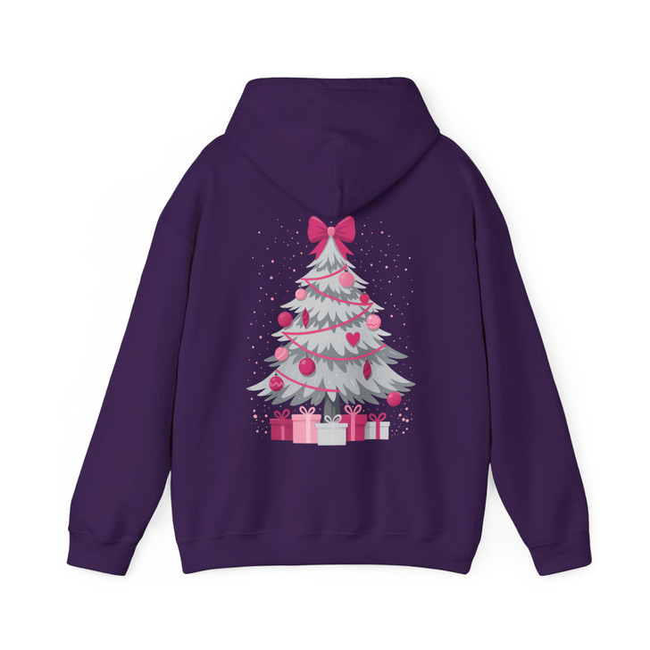 Pink Christmas Tree Cute Holiday Bow Cozy Xmas Gift Hoodie S-5XL