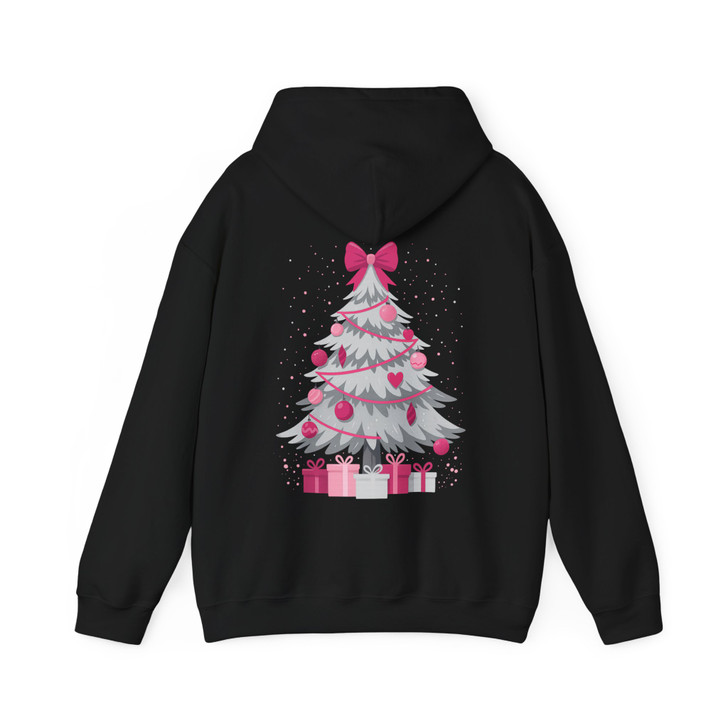 Pink Christmas Tree Cute Holiday Bow Cozy Xmas Gift Hoodie S-5XL