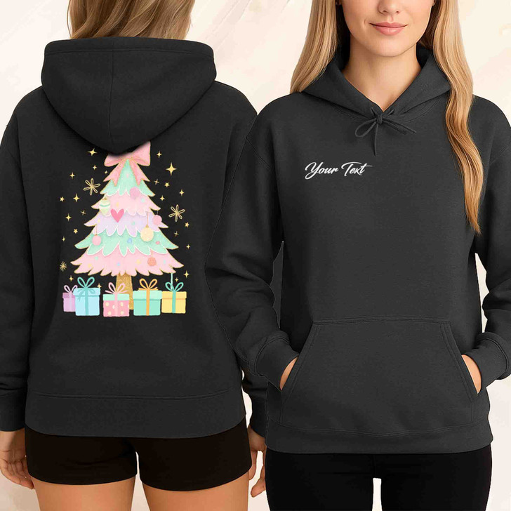 Unicorn Brushstroke Christmas Tree Preppy Merry Bright Cozy Holiday Hoodie S-5XL