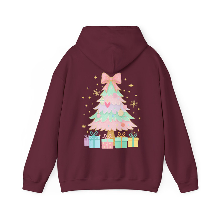 Unicorn Brushstroke Christmas Tree Preppy Merry Bright Cozy Holiday Hoodie S-5XL