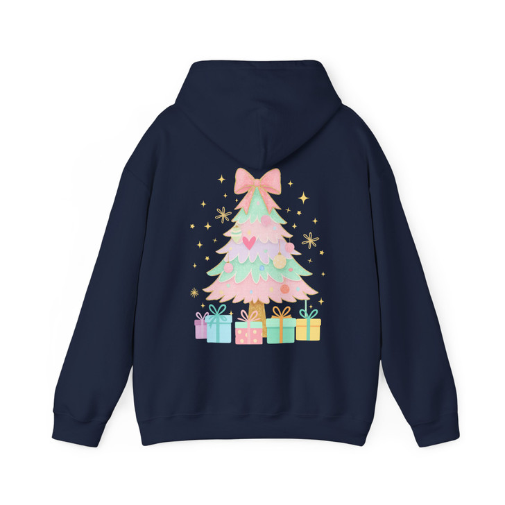 Unicorn Brushstroke Christmas Tree Preppy Merry Bright Cozy Holiday Hoodie S-5XL