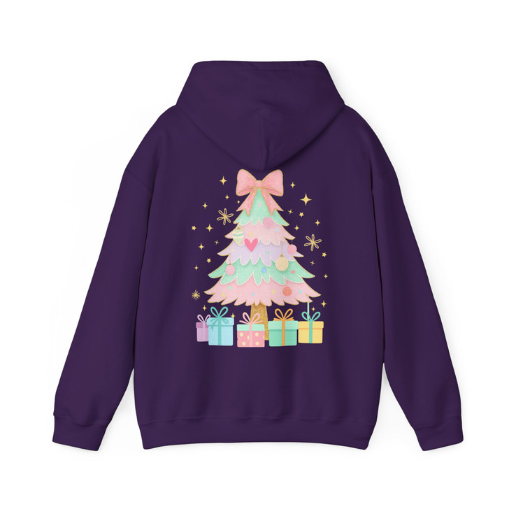 Unicorn Brushstroke Christmas Tree Preppy Merry Bright Cozy Holiday Hoodie S-5XL