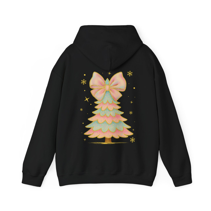 Iridescent Coquette Christmas Tree Girly Colorful Glitter Xmas Hoodie S-5XL