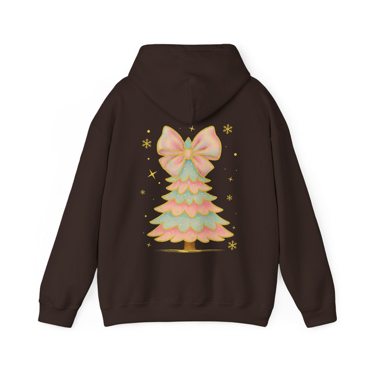 Iridescent Coquette Christmas Tree Girly Colorful Glitter Xmas Hoodie S-5XL