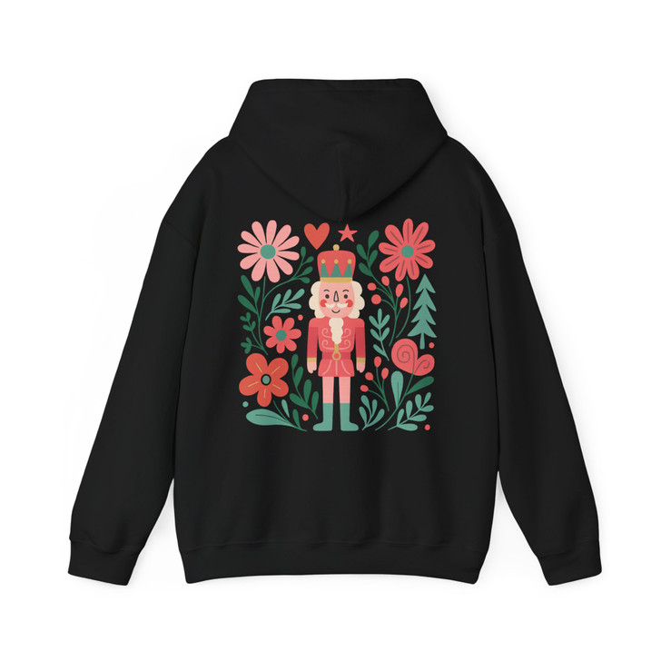 Boho Floral Nutcracker Holiday Christmas Preppy Festive Hoodie S-5XL