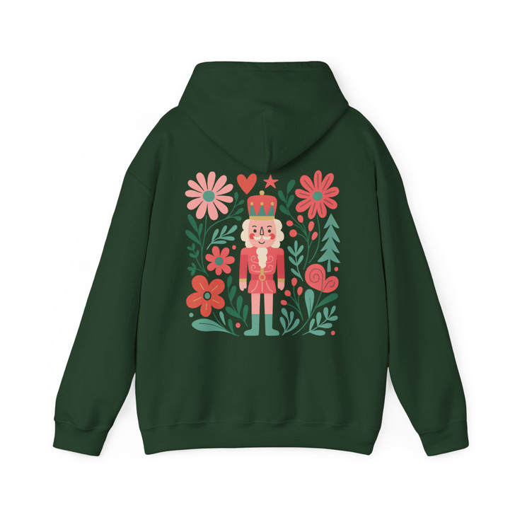 Boho Floral Nutcracker Holiday Christmas Preppy Festive Hoodie S-5XL