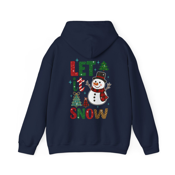 Let It Snow Winter Christmas Cute Snowman Leopard Tree Hoodie S-5XL