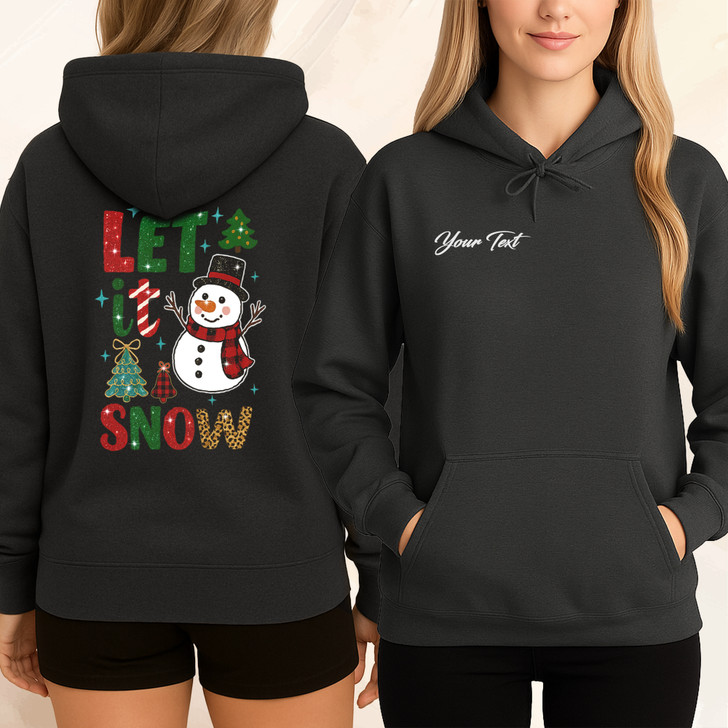 Let It Snow Winter Christmas Cute Snowman Leopard Tree Hoodie S-5XL