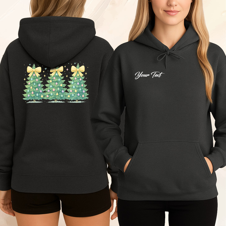 Coquette Christmas Tree Bow Aesthetic Holiday Sublimation Hoodie S-5XL