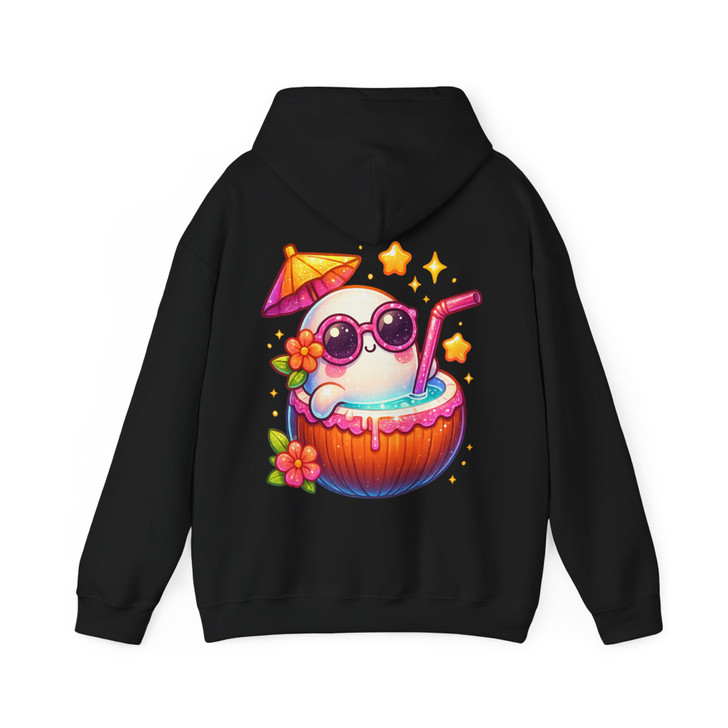 Summerween Ghost Coconut Drink Sublimation Cute Halloween Hoodie S-5XL