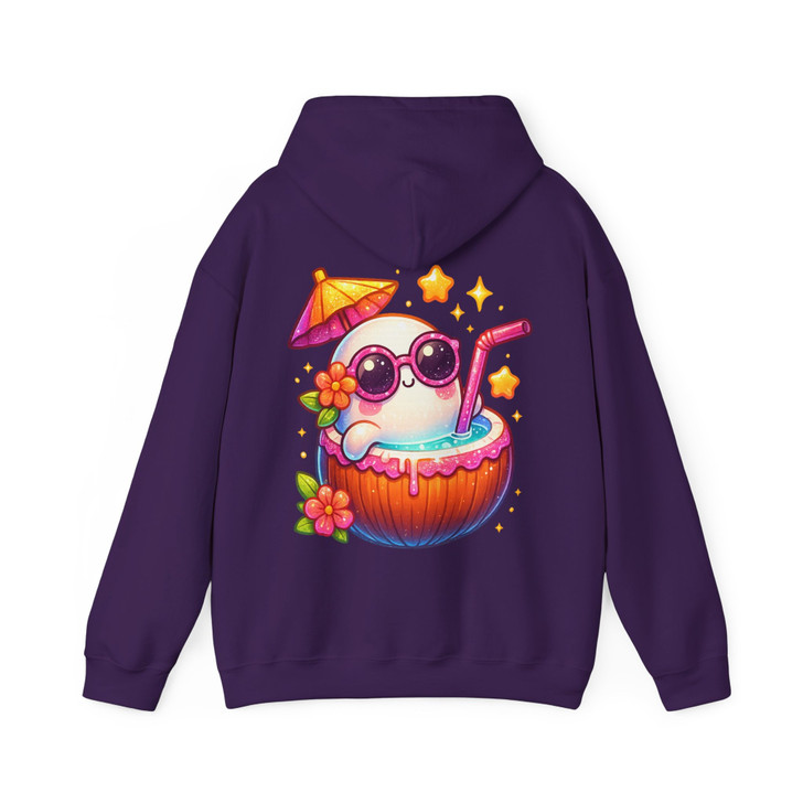 Summerween Ghost Coconut Drink Sublimation Cute Halloween Hoodie S-5XL