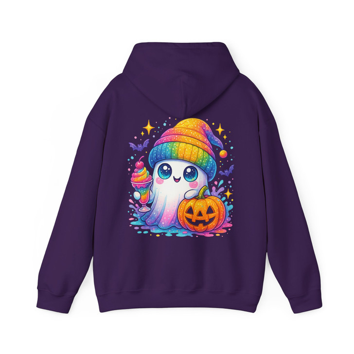 Ghost Halloween Kawaii Pumpkin Rainbow Drink Hoodie S-5XL