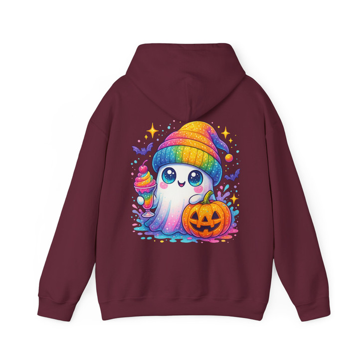 Ghost Halloween Kawaii Pumpkin Rainbow Drink Hoodie S-5XL