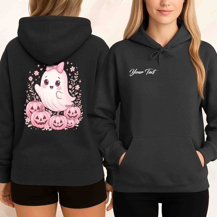 Pink Halloween Ghost Coquette Fall Design Hoodie S-5XL