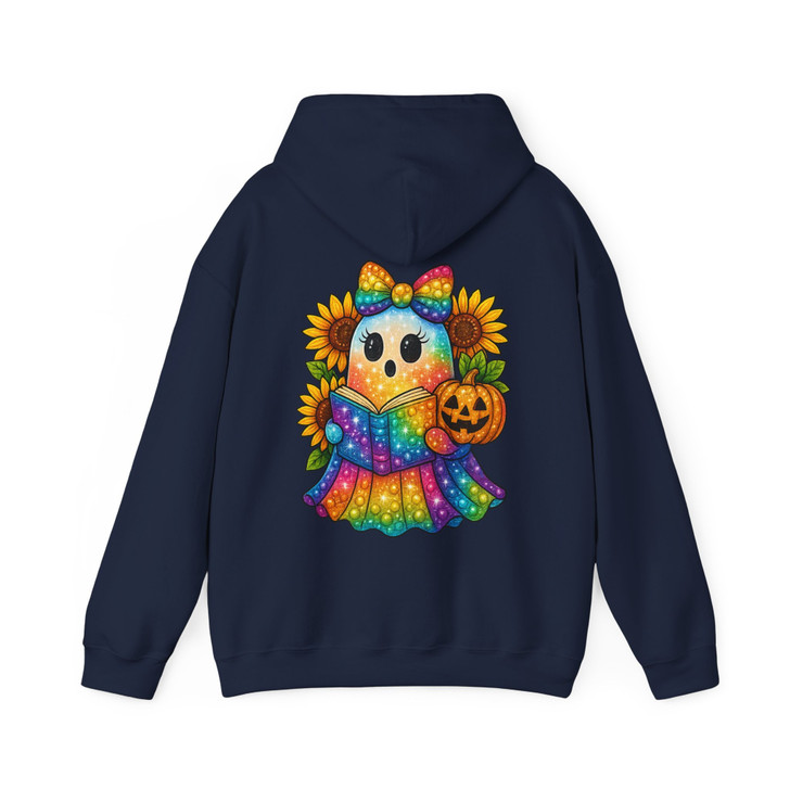 Trendy Halloween Rhinestone Ghost Retro Pumpkin Hoodie S-5XL