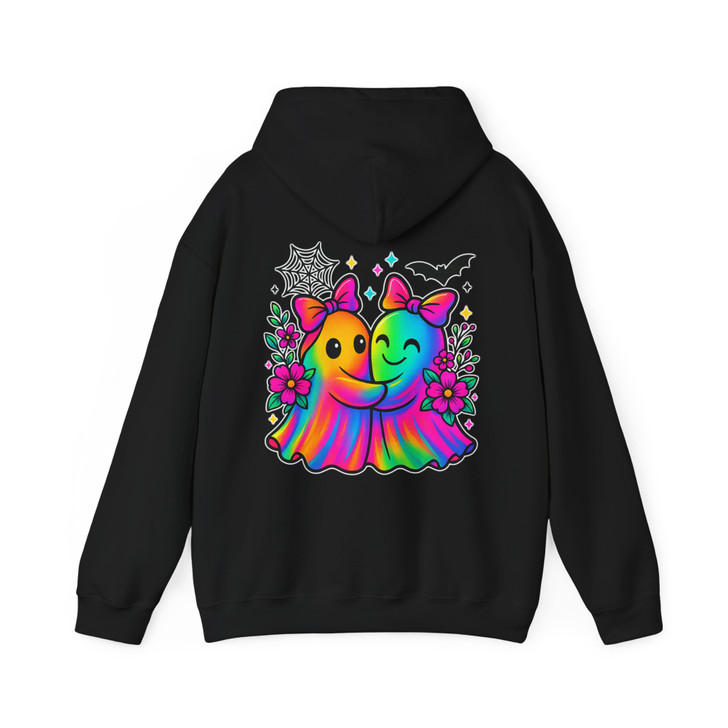 Iridescent Ghost Pumpkin Coquette Halloween Sublimation Hoodie S-5XL
