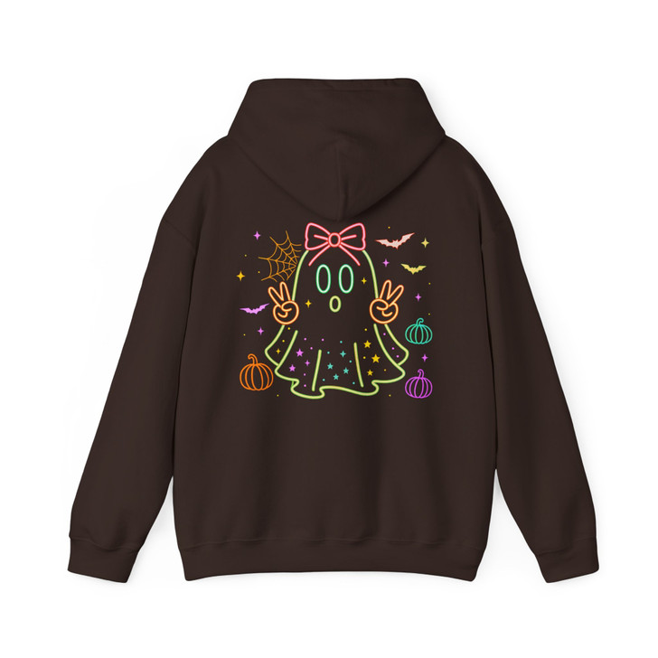 Neon Boo Halloween Cute Ghost Bow Hoodie S-5XL