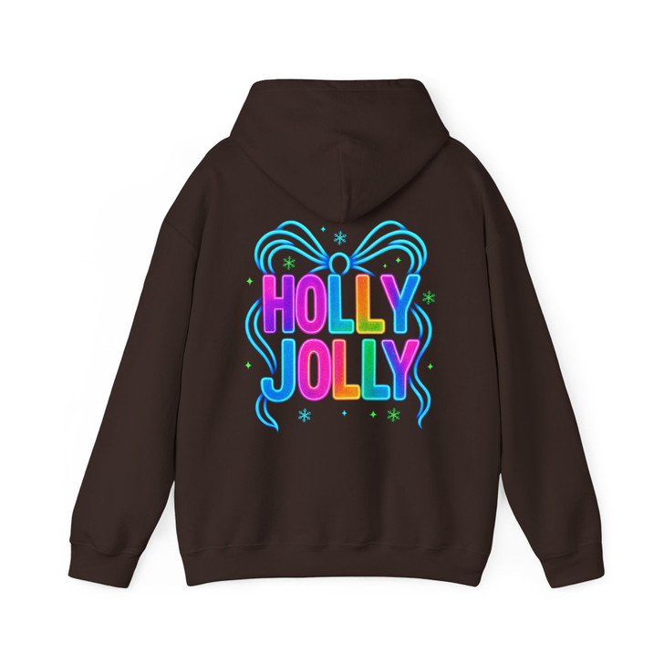 Holly Jolly Preppy Bow Brushstroke Holiday Hoodie S-5XL