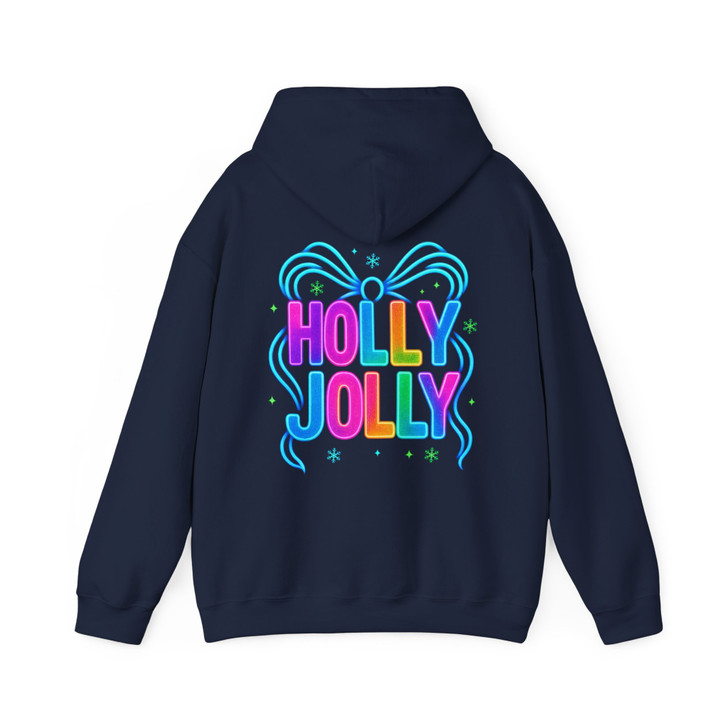 Holly Jolly Preppy Bow Brushstroke Holiday Hoodie S-5XL