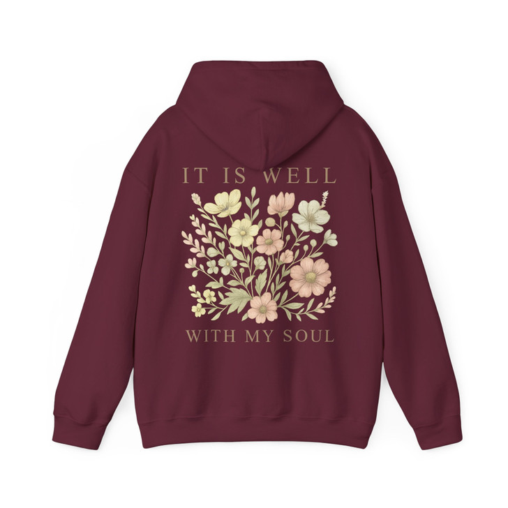 It Is Well With My Soul Vintage Floral Hoodie Adult Hoodie S-5XL