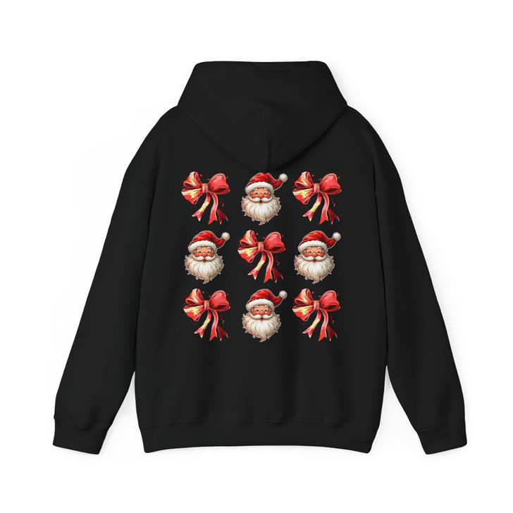 Christmas Bow Santa Pink Coquette Trendy Holiday Hoodie S-5XL
