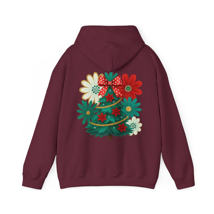 Colorful Boho Glitter Christmas Tree Floral Hoodie S-5XL