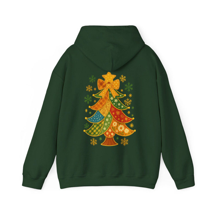 Patchwork Christmas Tree Trendy Holiday Hoodie S-5XL