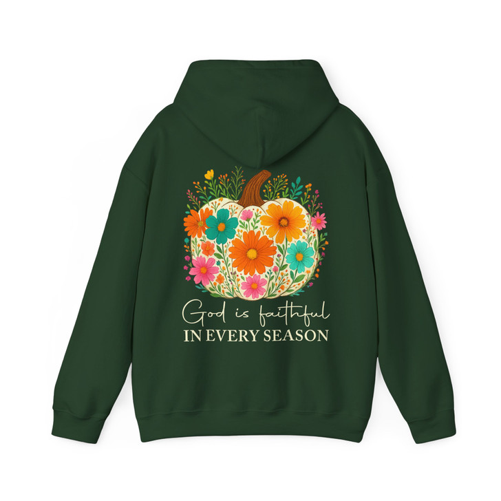 God is Faithful Floral Pumpkin Christian Fall Hoodie S-5XL
