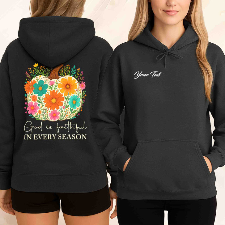 God is Faithful Floral Pumpkin Christian Fall Hoodie S-5XL