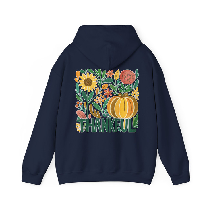 Give Thanks Retro Boho Floral Pumpkin Fall Hoodie S-5XL