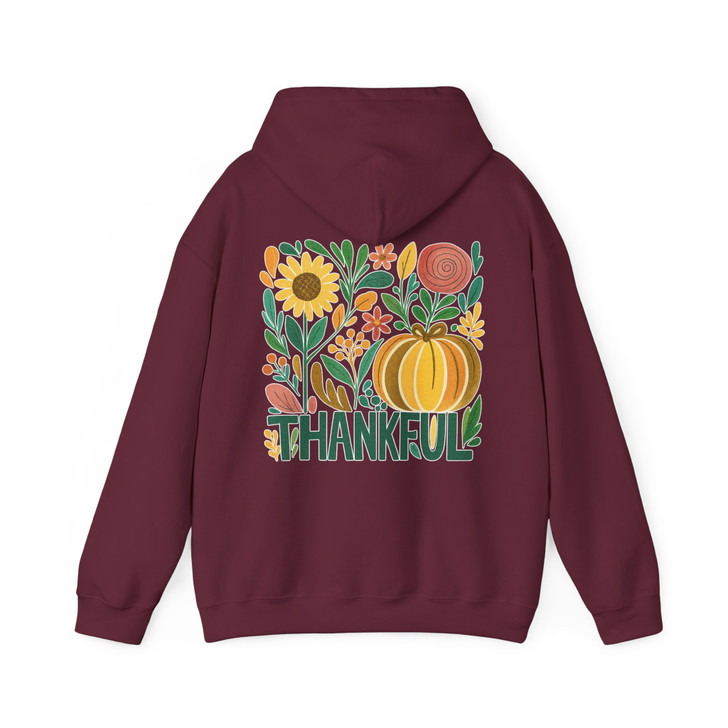 Give Thanks Retro Boho Floral Pumpkin Fall Hoodie S-5XL