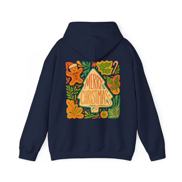Boho Floral Retro Christmas Tree Gingerbread Girly Holiday Hoodie S-5XL