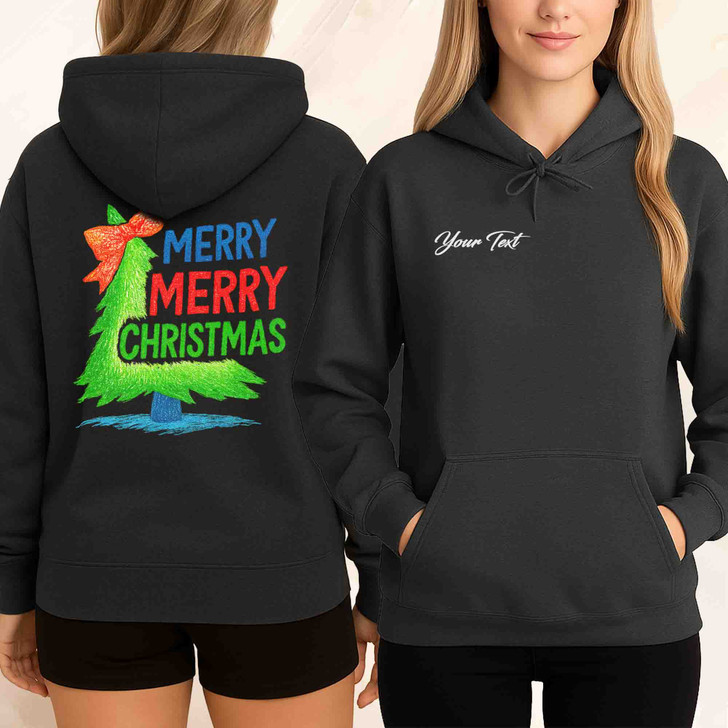 Hand Drawn Coquette Christmas Tree Festive Hoodie S-5XL